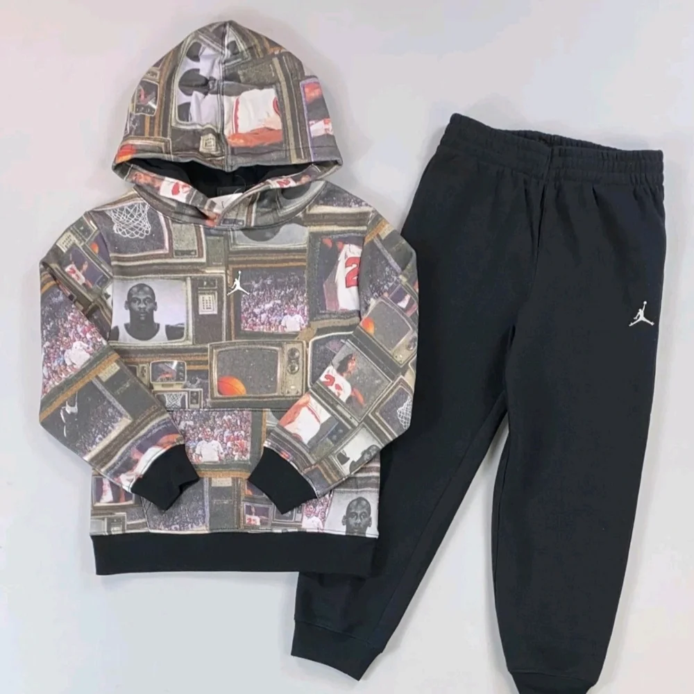 Jordan Set Kids' Brooklyn Printed Fleece Pullover‎ Hoodie Size 5/6 Boys